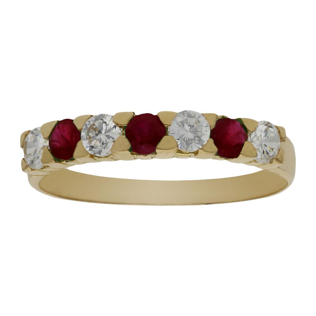 SORTIJA ORO 18KL RUBIES FINOS + CIRCONITAS - Números: nº 18 