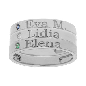SORTIJA ORO BLANCO 18KL - 3 ANILLOS PERSONALIZADOS NOMBRES - Números: nº 21 
