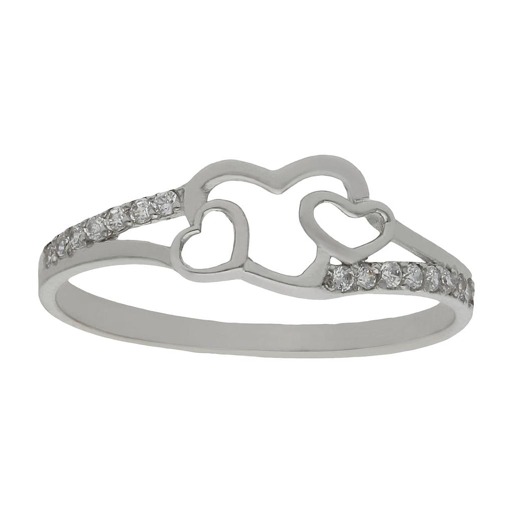 SORTIJA ORO BLANCO 18KL CORAZONES CIRCONITAS - Números: nº 16 
