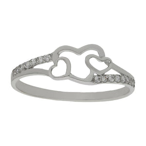SORTIJA ORO BLANCO 18KL CORAZONES CIRCONITAS - Números: nº 17 