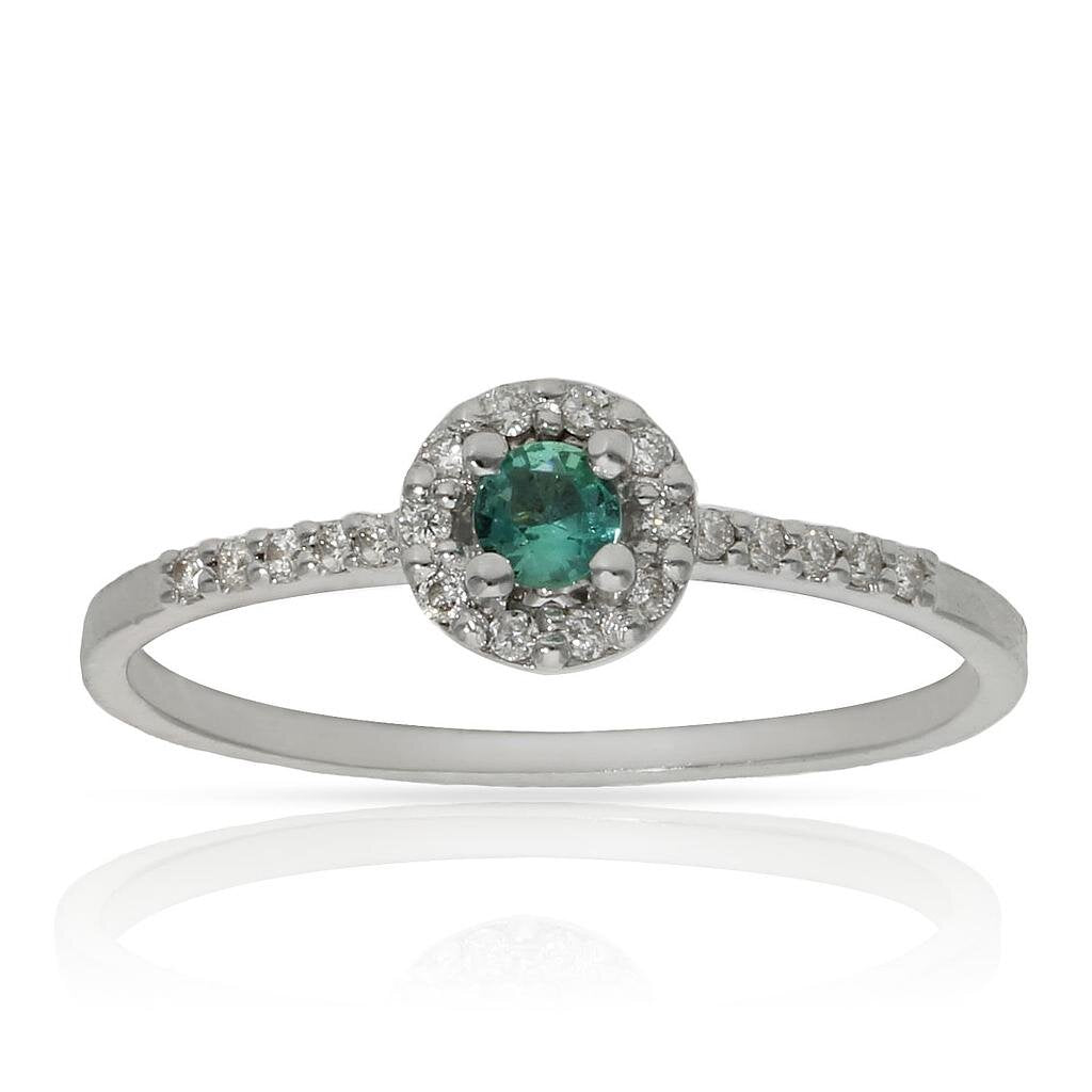 SORTIJA ORO BLANCO 18KL ESMERALDA + DIAMANTES - Números: nº 12 