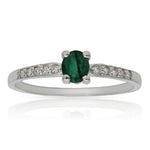 SORTIJA ORO BLANCO 18KL ESMERALDA + DIAMANTES - Números: nº 13 