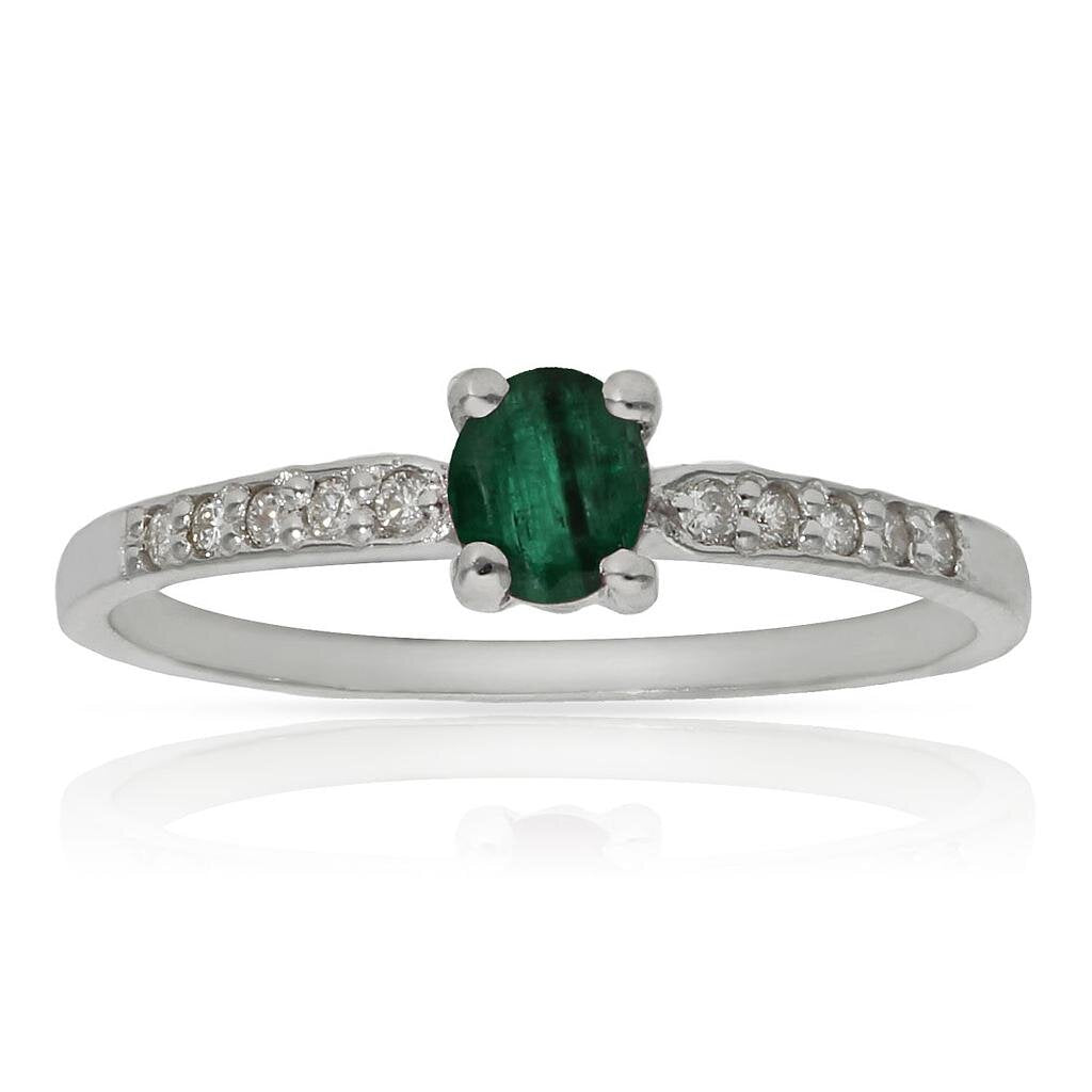 SORTIJA ORO BLANCO 18KL ESMERALDA + DIAMANTES - Números: nº 13 