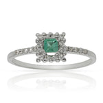 SORTIJA ORO BLANCO 18KL ESMERALDA + DIAMANTES - Números: nº 13 