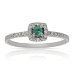 SORTIJA ORO BLANCO 18KL ESMERALDA + DIAMANTES - Números: nº 14 