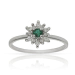 SORTIJA ORO BLANCO 18KL ESMERALDA + DIAMANTES - Números: nº 14 