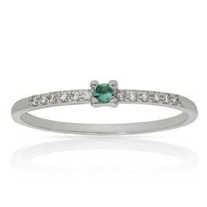 SORTIJA ORO BLANCO 18KL ESMERALDA + DIAMANTES - Números: nº 15 