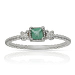 SORTIJA ORO BLANCO 18KL ESMERALDA + DIAMANTES - Números: nº 15 
