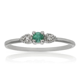SORTIJA ORO BLANCO 18KL ESMERALDA + DIAMANTES - Números: nº 17 
