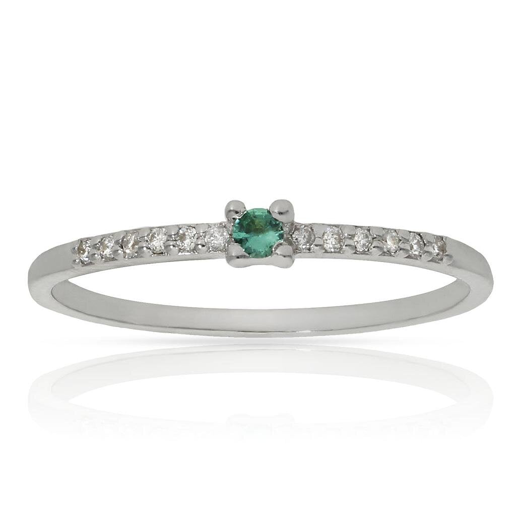 SORTIJA ORO BLANCO 18KL ESMERALDA + DIAMANTES - Números: nº 17 