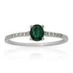 SORTIJA ORO BLANCO 18KL ESMERALDA + DIAMANTES - Números: nº 18 