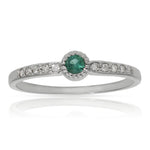 SORTIJA ORO BLANCO 18KL ESMERALDA + DIAMANTES - Números: nº 19 