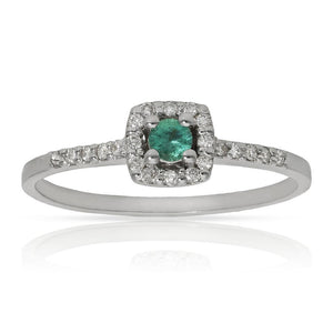 SORTIJA ORO BLANCO 18KL ESMERALDA + DIAMANTES - Números: nº 19 