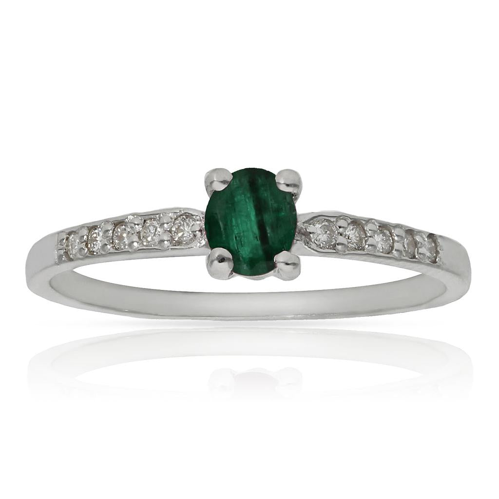 SORTIJA ORO BLANCO 18KL ESMERALDA + DIAMANTES - Números: nº 19 