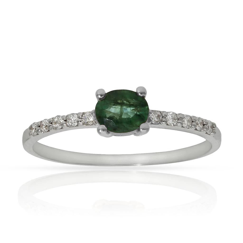 SORTIJA ORO BLANCO 18KL ESMERALDA + DIAMANTES - Números: nº 19 