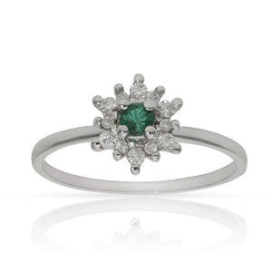 SORTIJA ORO BLANCO 18KL ESMERALDA + DIAMANTES - Números: nº 19 