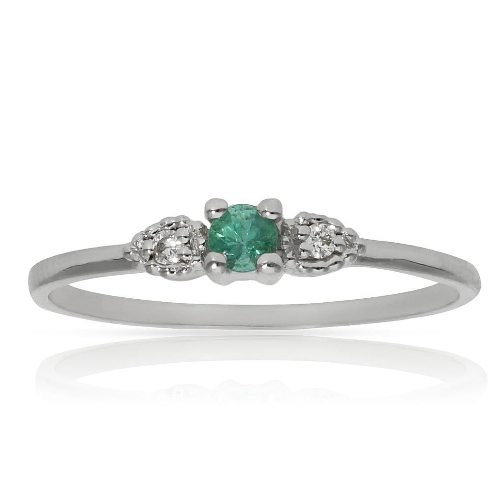 SORTIJA ORO BLANCO 18KL ESMERALDA + DIAMANTES - Números: nº 20 