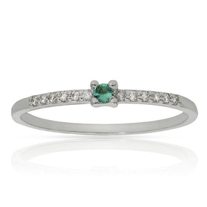 SORTIJA ORO BLANCO 18KL ESMERALDA + DIAMANTES - Números: nº 20 