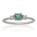 SORTIJA ORO BLANCO 18KL ESMERALDA + DIAMANTES - Números: nº 20 