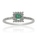 SORTIJA ORO BLANCO 18KL ESMERALDA + DIAMANTES - Números: nº 20 