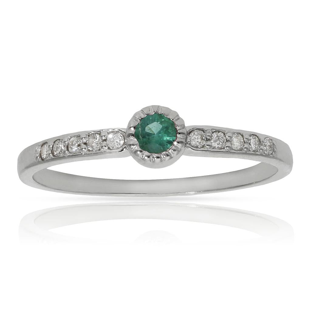 SORTIJA ORO BLANCO 18KL ESMERALDA + DIAMANTES - STOCK - Números: nº 12 
