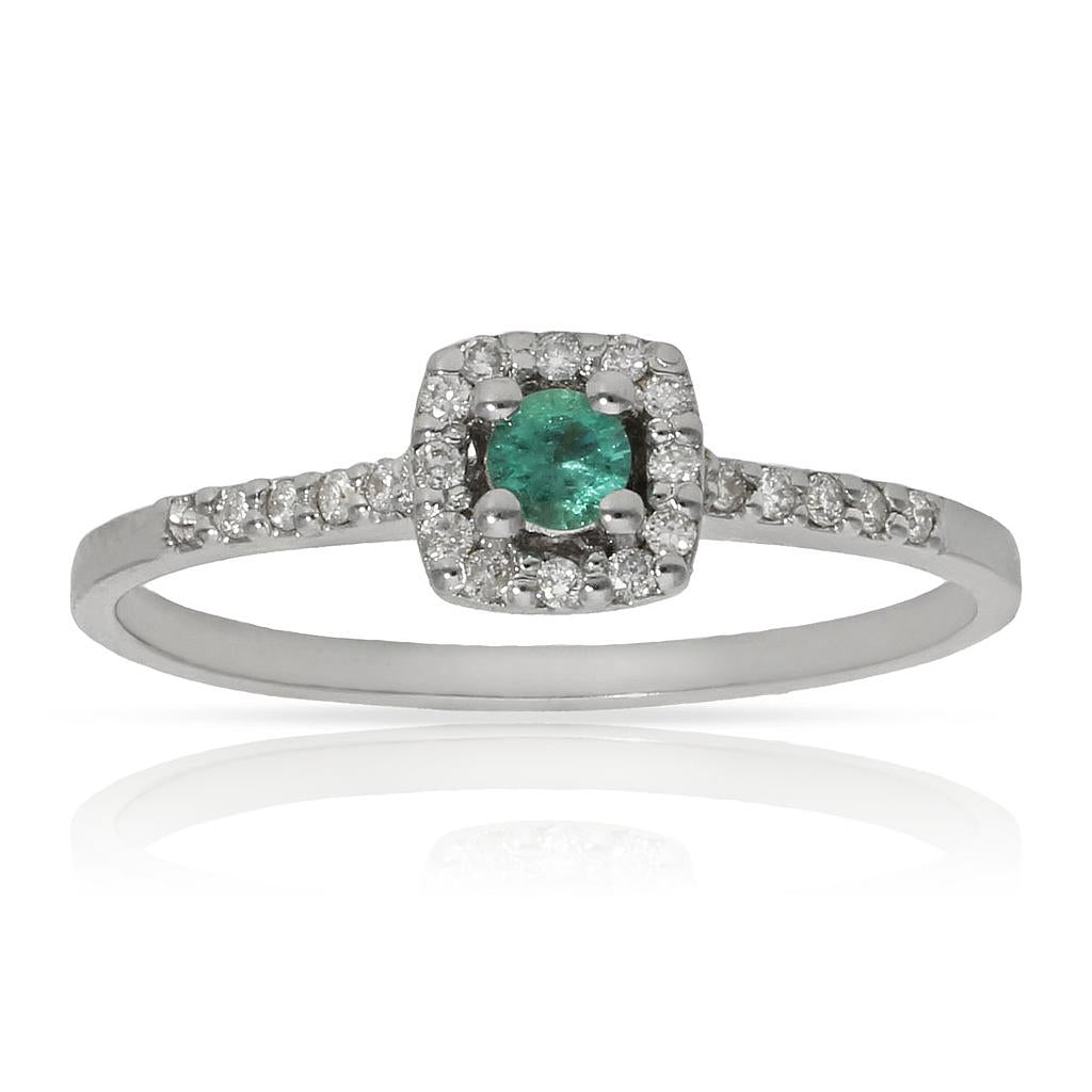 SORTIJA ORO BLANCO 18KL ESMERALDA + DIAMANTES - STOCK - Números: nº 12 