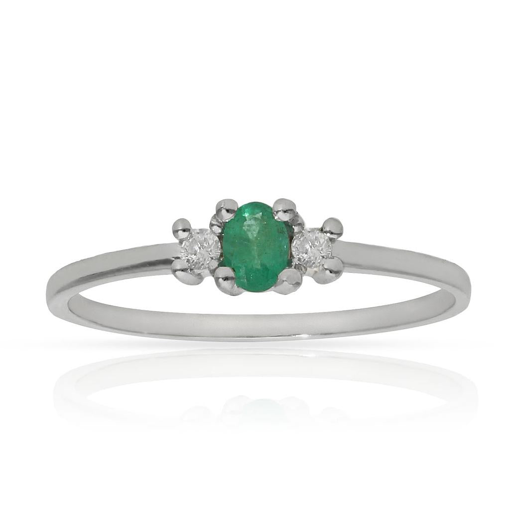 SORTIJA ORO BLANCO 18KL ESMERALDA + DIAMANTES - STOCK - Números: nº 13 
