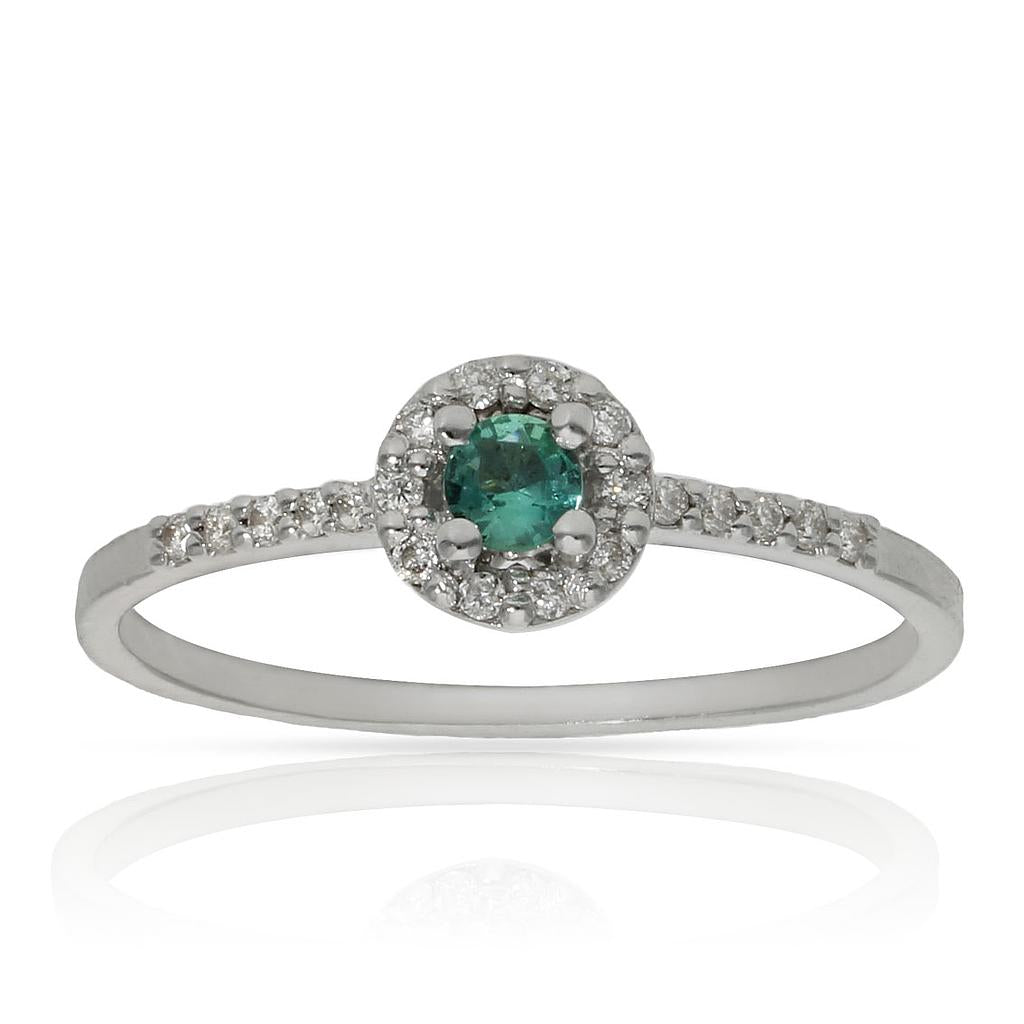 SORTIJA ORO BLANCO 18KL ESMERALDA + DIAMANTES - STOCK - Números: nº 14 