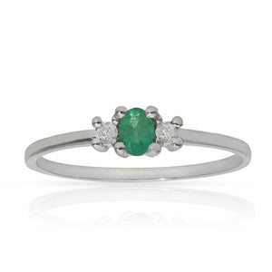 SORTIJA ORO BLANCO 18KL ESMERALDA + DIAMANTES - STOCK - Números: nº 16 