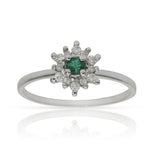 SORTIJA ORO BLANCO 18KL ESMERALDA + DIAMANTES - STOCK - Números: nº 16 