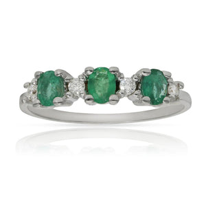 SORTIJA ORO BLANCO 18KL ESMERALDAS + DIAMANTES - Números: nº 12 