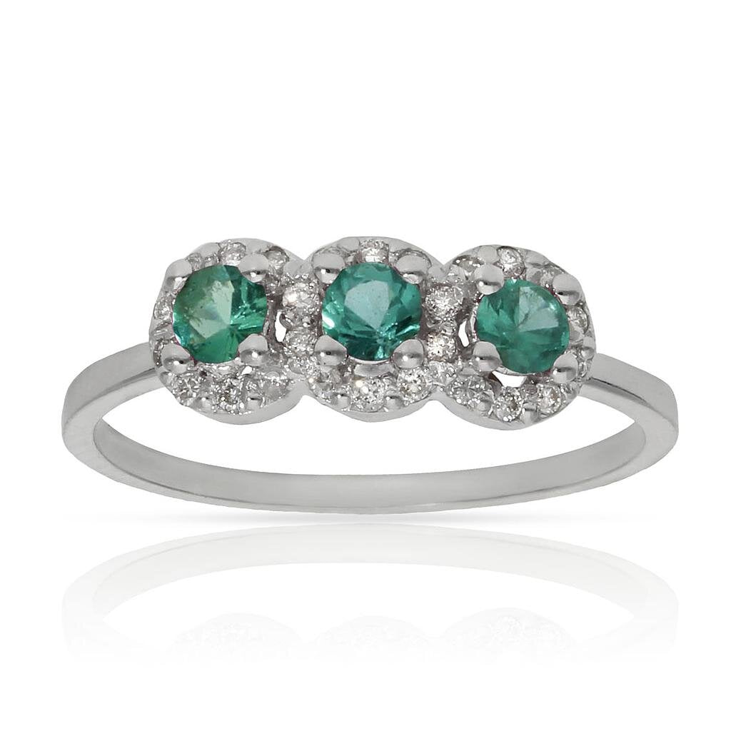 SORTIJA ORO BLANCO 18KL ESMERALDAS + DIAMANTES - Números: nº 14 