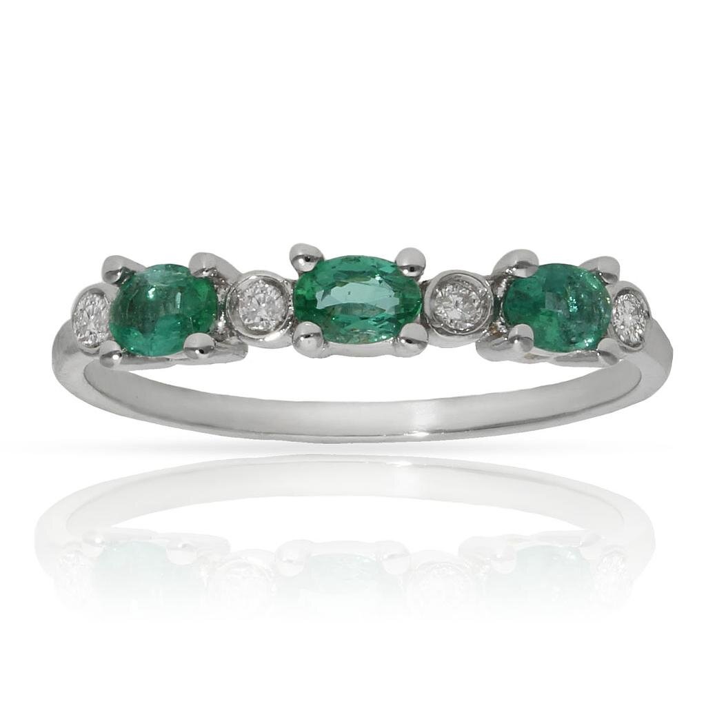 SORTIJA ORO BLANCO 18KL ESMERALDAS + DIAMANTES - Números: nº 17 