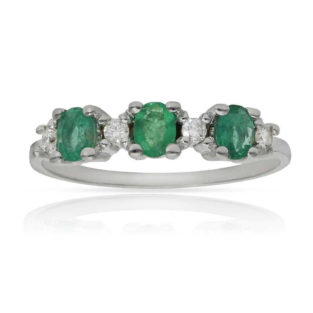 SORTIJA ORO BLANCO 18KL ESMERALDAS + DIAMANTES - Números: nº 18 