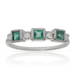 SORTIJA ORO BLANCO 18KL ESMERALDAS + DIAMANTES - Números: nº 18 
