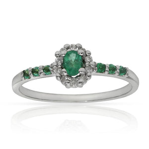 SORTIJA ORO BLANCO 18KL ESMERALDAS + DIAMANTES - STOCK - Números: nº 14 