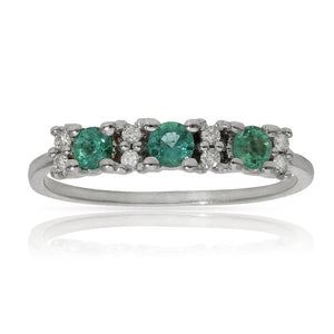 SORTIJA ORO BLANCO 18KL ESMERALDAS + DIAMANTES - STOCK - Números: nº 15 
