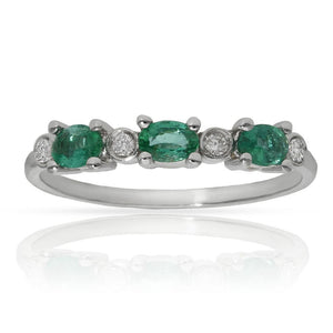 SORTIJA ORO BLANCO 18KL ESMERALDAS + DIAMANTES - STOCK - Números: nº 15 
