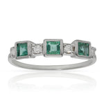 SORTIJA ORO BLANCO 18KL ESMERALDAS + DIAMANTES - STOCK - Números: nº 15 
