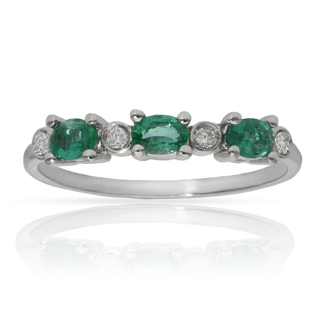 SORTIJA ORO BLANCO 18KL ESMERALDAS + DIAMANTES - STOCK - Números: nº 16 