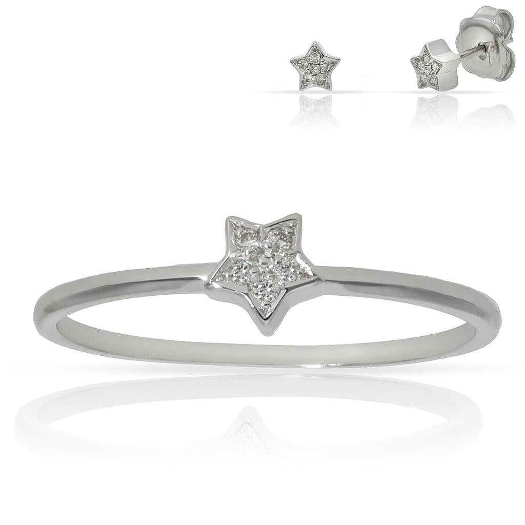 SORTIJA ORO BLANCO 18KL ESTRELLA DIAMANTES - Números: nº 18 