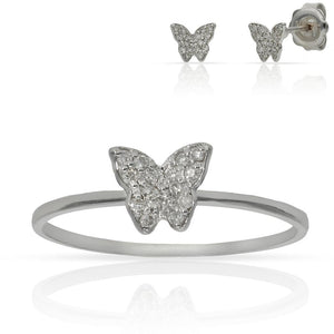 SORTIJA ORO BLANCO 18KL MARIPOSA DIAMANTES - Números: nº 14 
