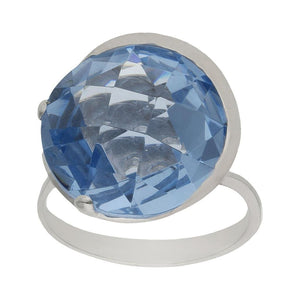 SORTIJA ORO BLANCO 18KL - PIEDRA AZUL - Números: nº 10 