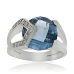 SORTIJA ORO BLANCO 18KL - PIEDRA AZUL - Números: nº 17 