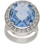 SORTIJA ORO BLANCO 18KL - PIEDRA AZUL - Números: nº 19 