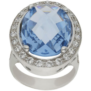 SORTIJA ORO BLANCO 18KL - PIEDRA AZUL - Números: nº 19 