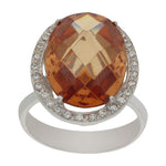 SORTIJA ORO BLANCO 18KL - PIEDRA CHAMPAN - Números: nº 18 