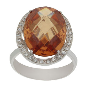 SORTIJA ORO BLANCO 18KL - PIEDRA CHAMPAN - Números: nº 18 