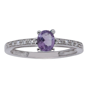 SORTIJA ORO BLANCO 18KL PIEDRA LILA + CIRCONITAS - Números: nº 13 