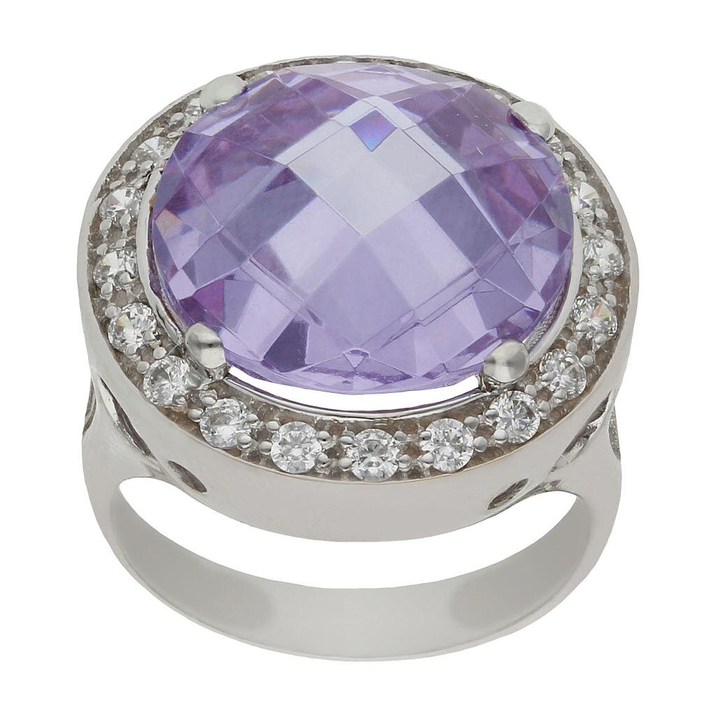 SORTIJA ORO BLANCO 18KL - PIEDRA MALVA - Números: nº 18 